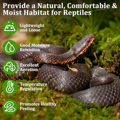 Legigo 2.6LB Sphagnum Moss for Reptile- 48QT Natural Reptile Moss Terrarium Moss Substrate, Snake Tank Moss Peat Moss Reptile Bedding for Snake, Gecko, Ball Python, Frog and Orchids Plants - size: 2.6LB