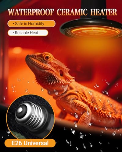 Ruiandsion 150W Ceramic Heat Emitter Bulb 3-Pack – Long-Lasting Nighttime Heating for Reptiles & Poultry, Shatter-Resistant Design for Large Terrariums/Coops - size: 3
