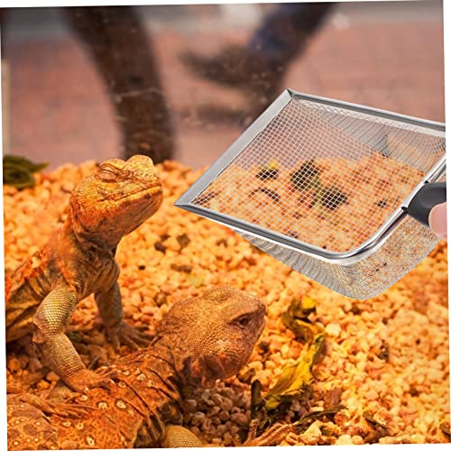GALPADA 1Pc Stainless Steel Reptile Sand Shovel High Density Mesh Cleaning Scoop for Tortoise Lizard Snake and Durable Odor Efficient Waste Removal Tool