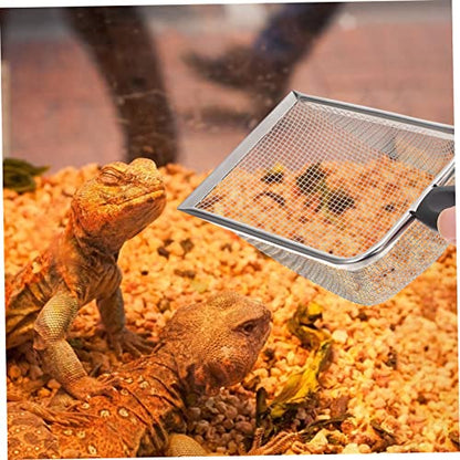 GALPADA 1Pc Stainless Steel Reptile Sand Shovel High Density Mesh Cleaning Scoop for Tortoise Lizard Snake and Durable Odor Efficient Waste Removal Tool