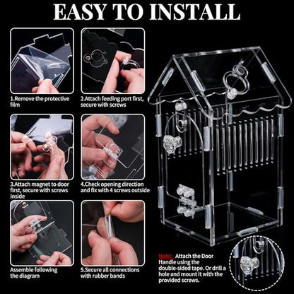 Hysagtek Jumping Spider Enclosure - Acrylic Arboreal Tarantula Enclosure Small Reptile Terrarium with Magnetic Door, Clear Jumping Spider Enclosure Accessories