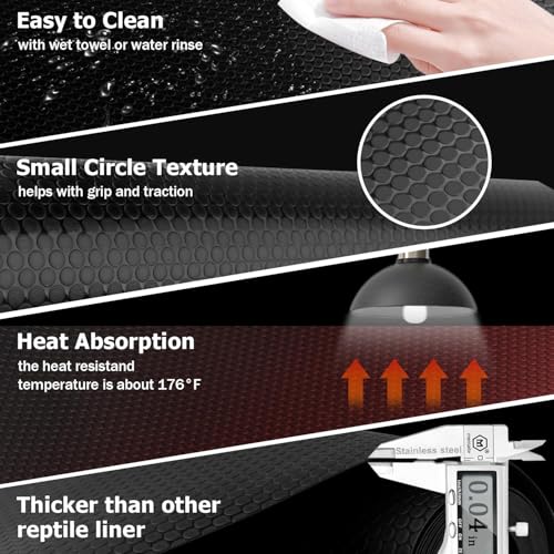 120 Gallon Reptile Terrarium Mat Liner, 96" X 24" Bearded Dragon Tank Accessories, Bearded Dragon Substrate flooring for 4x2x2 Reptile Enclosure, Reptile Bedding Carpet for Gecko,Lizard, Black - size: 24 X 96-inches