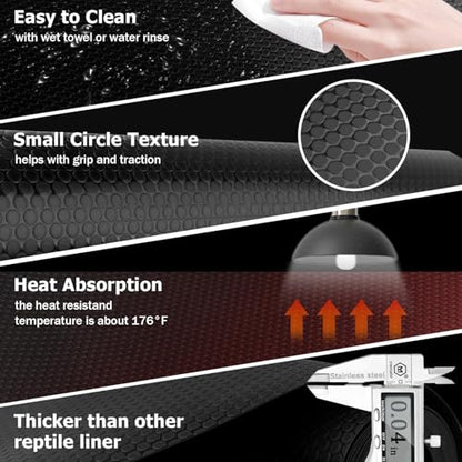 120 Gallon Reptile Terrarium Mat Liner, 96" X 24" Bearded Dragon Tank Accessories, Bearded Dragon Substrate flooring for 4x2x2 Reptile Enclosure, Reptile Bedding Carpet for Gecko,Lizard, Black - size: 24 X 96-inches