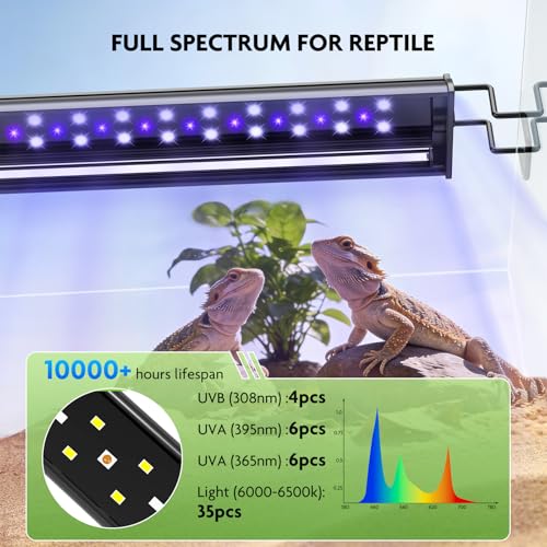 PAIZOO Reptile UVB Light for Reptiles, 2-in-1 LED Reptile Light Kit with LCD Controller, 4 Preset Modes Cover Ferguson Zone Great for Most Reptiles, Timer Reptile Lamp for Terrarium Accessories, 14W - size: PZUV-80B (2-Pack)