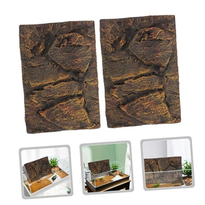 Happyyami Turtle Tank Decorative Panel Realistic 3D Aquarium Background Reptile Tank Accessory Easy to Assemble 2 Pieces