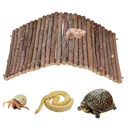 Hermit Crab Climbing Toys, Wooden Hermit Crab Hideout, Reptile Tank Habitat Decor, Bendable Ladder Bridge Tunnel Toys for Lizard Chameleon Hamster Rats Chinchilla Guinea Pig Rabbit Bearded Dragon - style: 19.7×5.9 Inches