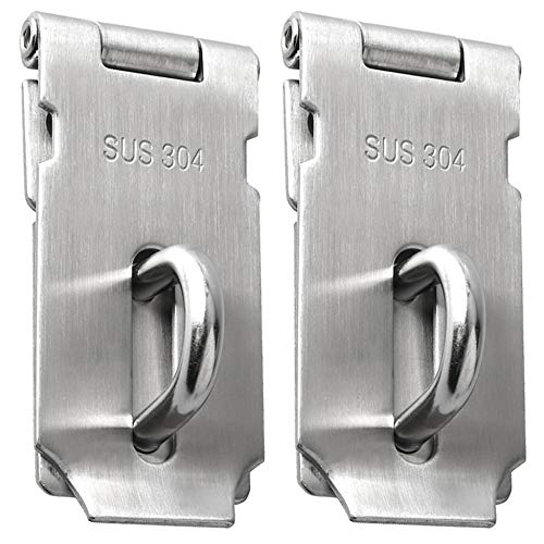 Alise 2pcs Door Locks Hasp Latch,3 Inch SUS 304 Stainless Steel Safety Packlock Clasp Hasp Lock Latch,with Fixing Screw for External Doors Window Cabinet Pet Cage, Brushed Nickel MS9-3A-2P - color: Brushed Nickel, size: 3 inch-2p