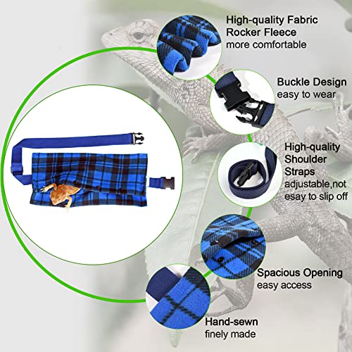 LIKZINWA Small Animal Sling - Bearded Dragon & Lizard Carrier with Adjustable Strap (Blue-Square) + UV Sensor Card - color: Blue-Square