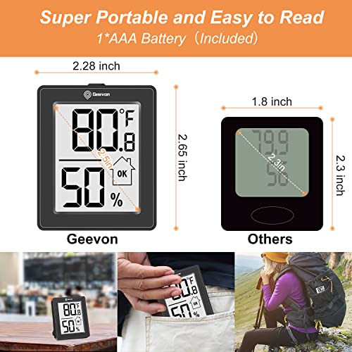 Geevon Digital Hygrometer, 3 Pack Indoor Thermometer Room Temperature Humidity Gauge with Battery,Digital Temperature Humidity Meter Indicator for Home, Office, Greenhouse, Mini Hygrometer,Black - color: Black 1