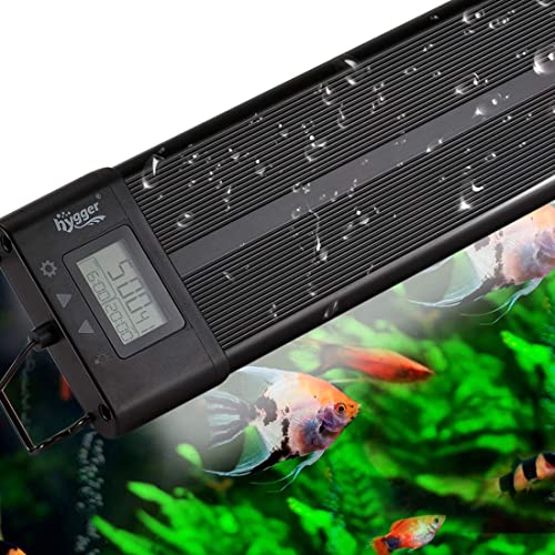 hygger Aquarium Programmable LED Light, for 48~55in Long Full Spectrum Plant Fish Tank Light with LCD Setting Display, 7 Colors, Sunrise Sunset Moon and DIY Mode, for Novices Advanced Players - size: 72W - 48in~55in