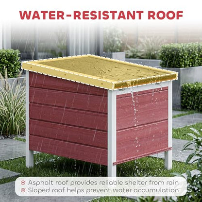 PawHut Small Wooden Rabbit Hutch Bunny Cage Guinea Pig Cage Duck House Dog House with Openable & Waterproof Roof, Red - color: Red