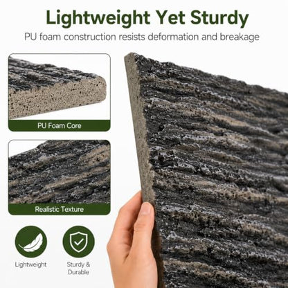 FOMIYES Reptile Tank Background 3D Stalactite Decorative Panel 17.7X11.8X1.6 Inch Pu Foam Aquarium Backdrop for Fish Turtle Habitat Vertical Rock Design