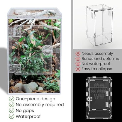 Tall Arboreal Tarantula Enclosure【𝐍𝐨 𝐀𝐬𝐬𝐞𝐦𝐛𝐥𝐲 𝐑𝐞𝐪𝐮𝐢𝐫𝐞𝐝】, Jumping Spider Enclosure, Front Above Opening, Cross Ventilation, Acrylic Arboreal Reptile Enclosure,Praying Mantis Enclosure - size: 6*6*9in