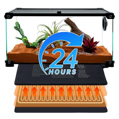REPTI ZOO 8" X 12" Reptile Heat Pad Fast Heating Pad with Adjust Knob 16W Reptile Heat Mat for Turtles/Hermit Crabs/Bearded Dragons/Leopard Geckos/Snakes/Lizards, and Seed Germination - size: 8" X 12" with Adjust Knob
