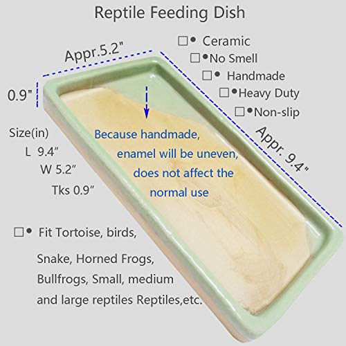 Reptile Feeding Dish Bowl Food and Water Bowl Tortoise Dish Reptile Tank Decor, Heavy Duty Ceramic Feeding Dish, Large Size