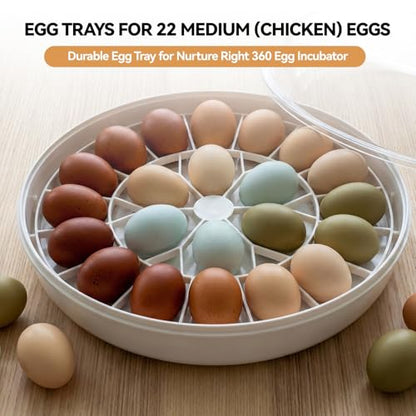 Egg Trays for 22 Medium (Chicken) Eggs - Durable Egg Tray for Nurture Right 360 Egg Incubator