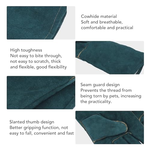 ZJchao Bite Proof Gloves, Animal Handling Gloves, Pet Grooming Gloves for Dog Cat Reptile Bird Snake Lizard Falcon with Cut Puncture and Scratch, Heat Oil Fire BBQ Garden