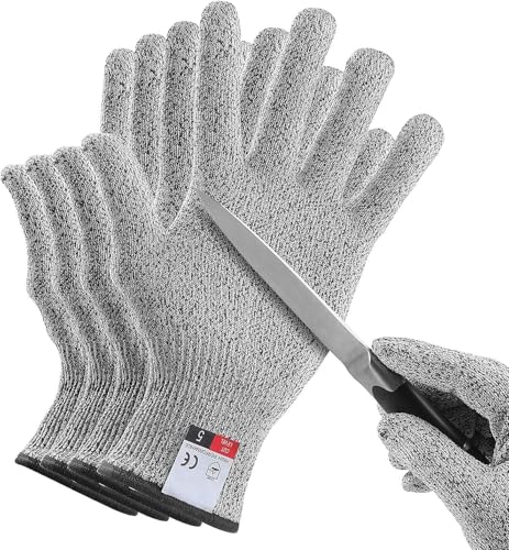 4 Pcs Large Cut Resistant Gloves Food Grade Level 5 Hand Protection,Kitchen Cut Gloves (Large (Pack of 4)) - size: Large (Pack of 4)