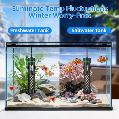 FREESEA Aquarium Heater for Fish Tank: 50W Small Submersible Thermostat with Off-Water Protection & UL Certified Cord for 3-10 Gallon Fish Turtle Tanks Enthusiasts - size: 50W(3-10 Gallon)