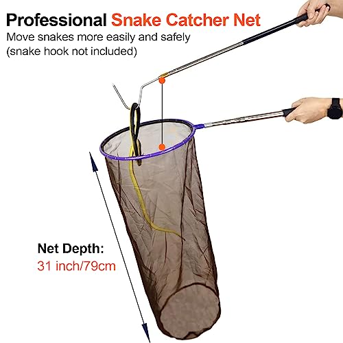 Snake Net, Snake Catcher Net, Rattlesnake Grabber Handling Tool, Reptile Catch Telescopic Pole Stick, Rattle Snake Removing and Catching Picker Tong, Snake Catcher Hook Grabber Handling Stick Trap Too