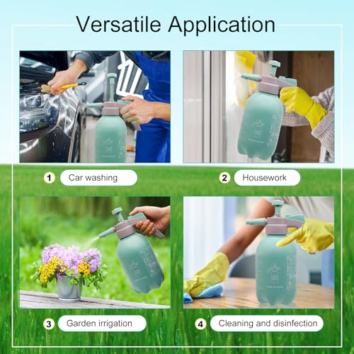 68oz Garden Pump Sprayer, 2L Hand Pressure Sprayer Bottle with Safety Valve, 0.5 Gal Lawn Adjustable Sprayer for Plant Mister Spraying Weeds Home Cleaning Watering (Light Blue) - color: Light Blue