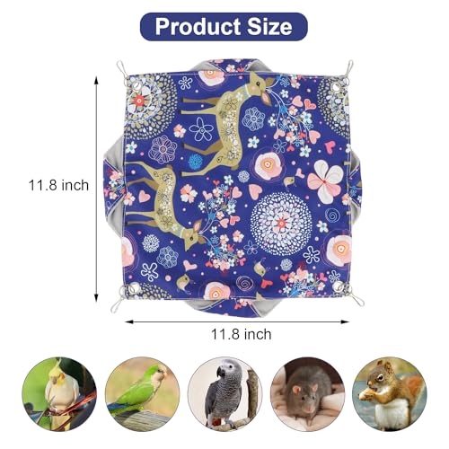 Wontee Bird Double Hammock Warm Nest Bed for Parrot Budgie Parakeet Cockatiel Conure Lovebird Hamster Rat Mice Chinchinlla (L) - size: L