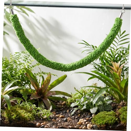 Reptile Climbing Vines for Terrarium with Suction Cup Hook Realistic Green Plush Moss Rope for Habitat Decoration, Enhanced Grip Surface, Flexible Rope for Jumping Spiders