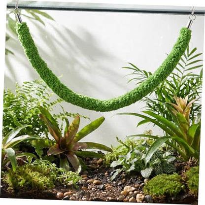 Reptile Climbing Vines for Terrarium with Suction Cup Hook Realistic Green Plush Moss Rope for Habitat Decoration, Enhanced Grip Surface, Flexible Rope for Jumping Spiders