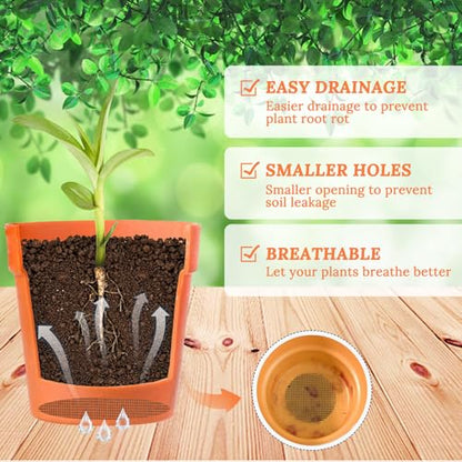 10pcs Plant Mesh,11.8x7.8 Inch Reusable Mesh for Plants,Terrarium Mesh for Drainage Soil Leakage Prevention, Indoor & Outdoor Potted Plants