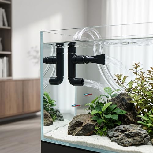 Pssopp Fish Tank Water Outlet Fish Tank Nozzle, PVC Double Outlet High Water Reptile Spray Nozzle for Aquarium Clean and Circulation. Aquarium Aerators and Pumps (External Diameter 23mm/0.9in)