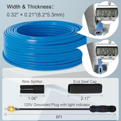 300FT Cut-to-Length Heat Tape for Water Pipes – Professional Bulk Roll, Self-Regulating (-40°F), with Wire Splitter & End Cap, For Mobile Homes, Electricians and Installers