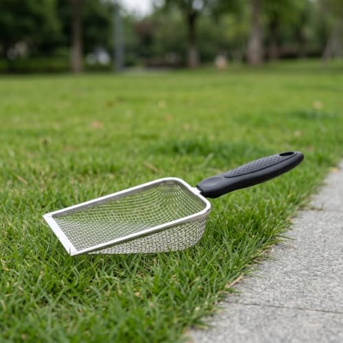 2PCS Cat Litter Shovel: Stainless Steel Litter Cleaner Corner Scoop - Mesh Poop Box Shovel for Reptile Terrarium Sand Waste Beach Scoop Cat Supplies (2.4mm, 3.4mm Hole)