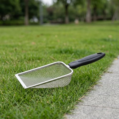 2PCS Cat Litter Shovel: Stainless Steel Litter Cleaner Corner Scoop - Mesh Poop Box Shovel for Reptile Terrarium Sand Waste Beach Scoop Cat Supplies (2.4mm, 3.4mm Hole)