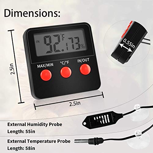 iPower 8"x12" Under Tank Warmer Heating Pad Terrarium Heat Mat with Temperature Adjustable Controller, Thermometer and Hygrometer with Temperature and Humidity Probe for Amphibian and Reptile - size: 8 X 12 Inch, style: Adjustable Pad + Thermo & Hygromete