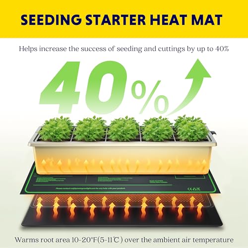 iPower Durable Seedling Heat Mat Warm 10" x 20" - 2 Pack Hydroponic Heating Pad Waterproof for Seed Starting Greenhouse and Germination - size: 10" x 20", style: 2 Pack-New