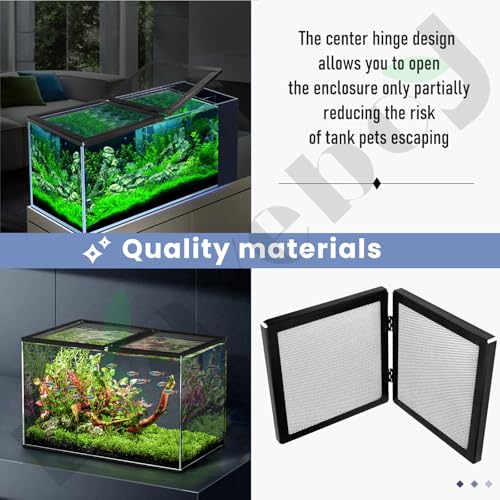 Braveboy 10-Gallon Screen Cover for Hinged Door, for 15 High, 20 X-Tall Gallon Aquariums & Glass Tanks, Black - Easy Ventilation