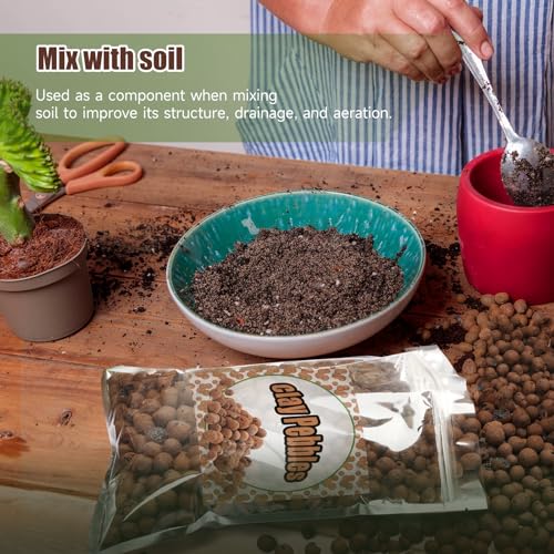 Doter 1.1 LB Clay Pebbles Leca Balls for Plants, hydroponic expanded Clay Pebbles, Ideal for Potted Planter Drainage Rocks Material