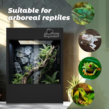 33 Gallon PVC Tall Reptile Tank/Terrarium, RepWild 18" x 18" x 24" Arboreal Reptile Habitat Enclosure with Sliding Door & Heavy-Duty Screen for Amphibians, Crested Gecko Lizard Chameleon - size: 18"W x 18"D x 24"H