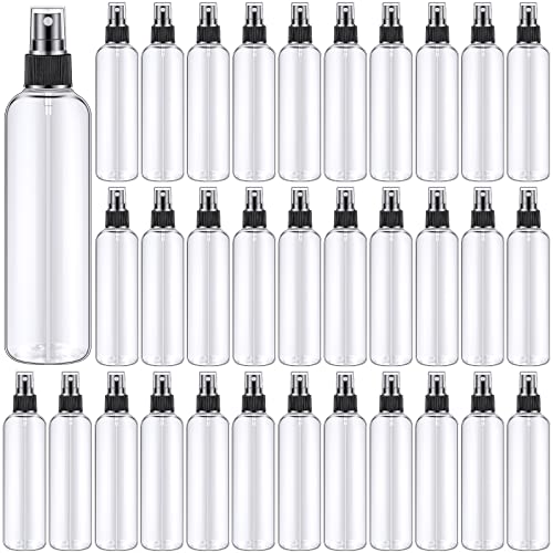 Eccliy 32 Pcs 8 oz Spray Bottles Fine Mist Plastic Spray Bottles Clear Empty Sprayer Hairs Refillable Travel Sprayer with Pump Cap for Cleaning Oils Travel Perfumes(Black,Clear) - color: Black, style: Clear