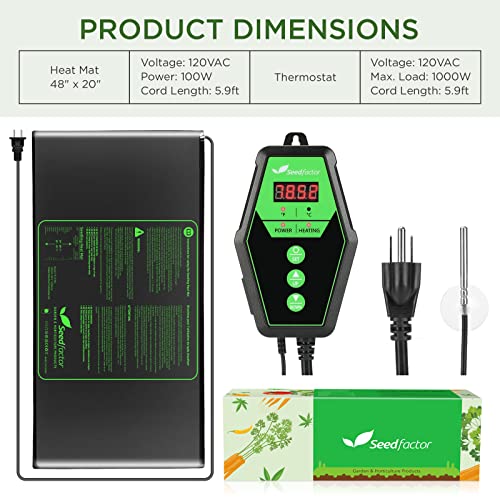 48" x 20" MET Certified Seedling Heat Mat and Digital Thermostat Combo Set - size: 1 Pack-48" X 20"