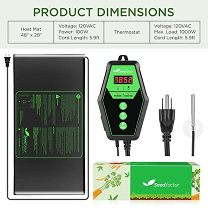 48" x 20" MET Certified Seedling Heat Mat and Digital Thermostat Combo Set - size: 1 Pack-48" X 20"