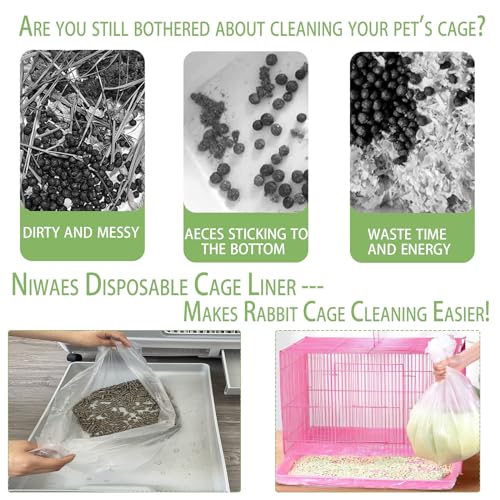100 Pcs Disposable Rabbit Cage Liner, 35'' X 27'' Large Bunny Cage Tray Liners Clear Plastic Guinea Pig Toilet Film for Bunnies Ferrets Chinchillas Birds Small Animal - Leak Proof & No Mess - size: 100PCS