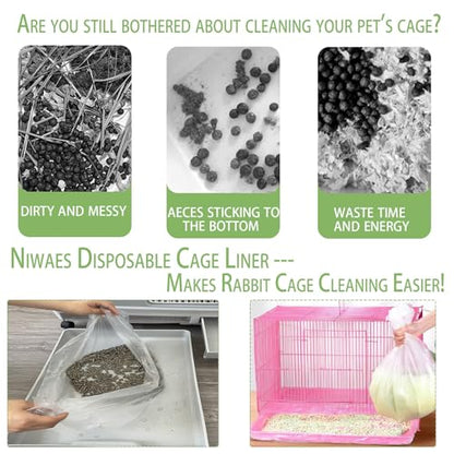 100 Pcs Disposable Rabbit Cage Liner, 35'' X 27'' Large Bunny Cage Tray Liners Clear Plastic Guinea Pig Toilet Film for Bunnies Ferrets Chinchillas Birds Small Animal - Leak Proof & No Mess - size: 100PCS