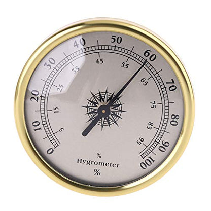 72mm Round Gold Hygrometer Humidity Meter Gauge Ring Surface - No Battery Needed