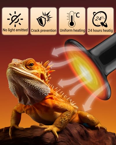 Ruiandsion 150W Ceramic Heat Emitter Bulb 3-Pack – Long-Lasting Nighttime Heating for Reptiles & Poultry, Shatter-Resistant Design for Large Terrariums/Coops - size: 3