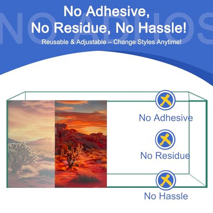 Aquarium Background & Terrarium Background – Ultra HD Static Cling, Tape-Free, Desert Sunset Design for Reptile Tank Decorations, Perfect for Bearded Dragon and Leopard Gecko Tanks 17.7 X 35.4 Inches - size: 17.7 X 35.4 Inches