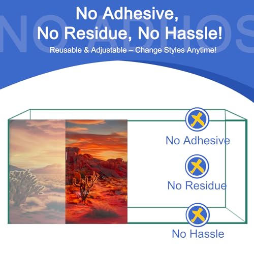 Aquarium Background & Terrarium Background – Ultra HD Static Cling, Tape-Free, Desert Sunset Design for Reptile Tank Decorations, Perfect for Bearded Dragon and Leopard Gecko Tanks 11.8 X 23.6 Inches - size: 11.8 X 23.6 Inches