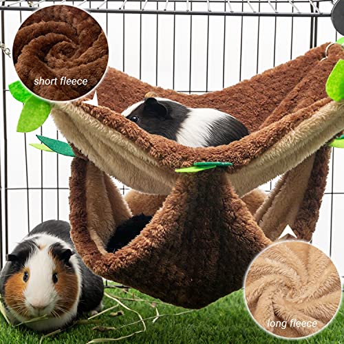Small Animal Hammock - Hanging Hammock & Tunnel Hideout for Guinea Pig Hamster Parrot Rat Chinchilla - Warm Swing Plush Cage Bed Washable Pet Hammock with 5.9" Chian - size: One Size with Chain
