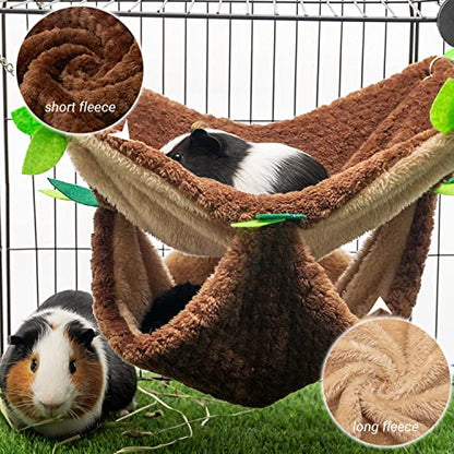 Small Animal Hammock - Hanging Hammock & Tunnel Hideout for Guinea Pig Hamster Parrot Rat Chinchilla - Warm Swing Plush Cage Bed Washable Pet Hammock with 5.9" Chian - size: One Size with Chain