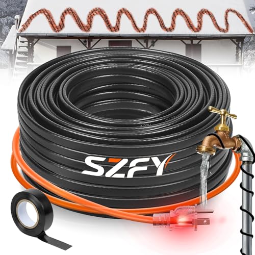 3FT Heat Tape for Water Pipes, -40°F Deicing Cable,Pipe Heating Cables for Roof,Gutter，Farm，Freeze Protetion Heat Trace Cable, Heated Water Hose,Plumbing Fixtures,120V 5W/FT - size: 2.5FT